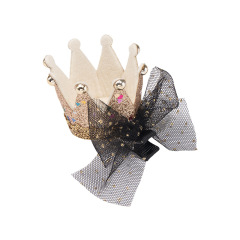 Princess retro children swan kids mesh three-dimensional crown hair clip for baby girls