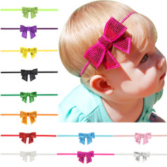 2020 Shining sequin colorful small bow knot band baby girl's headband kids hair accessories