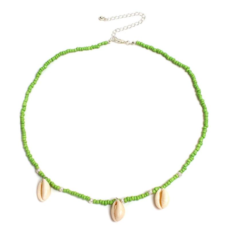 Wholesale fashion jewelry green beads women necklace with shell Wholesale fashion jewelry green beads women necklace with shell