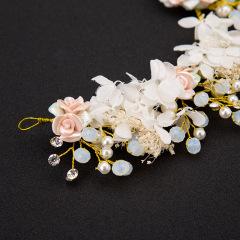 Wholesale OEM Rhinestone gold Wedding bridal floral flower hair bands