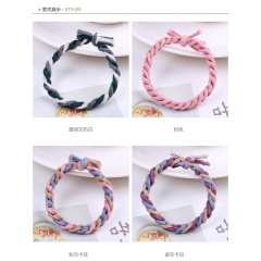 Wholesale traceless korean high elastic hair tie color matching hand-knotted knot hair tie rope