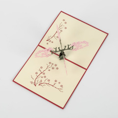 OEM amazon new laser cut cherry 3d valentine gift card butterfly pop up paper business cards