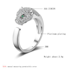 Fashion Personalized Available Micro Pave Full Cubic Zirconia Leopard Head Ring