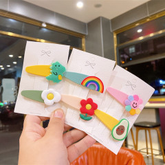 Korean cute heart rainbow children flower fruit BB kids hair clips for girls