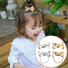 Spot wholesale children's popular mirror gold bow headwear gold fabric headbands for baby