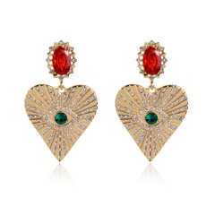 New alloy gold dangler eardrop eyes crystal heart fashion earrings for women