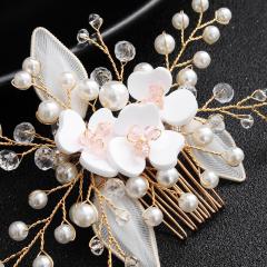 Handmade Rhinestone Pearl Flower Hair Accessories Wedding Bridal Hair Combs