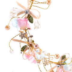 Wholesale cheap korea Rhinestone gold bridal flower floral wedding garland