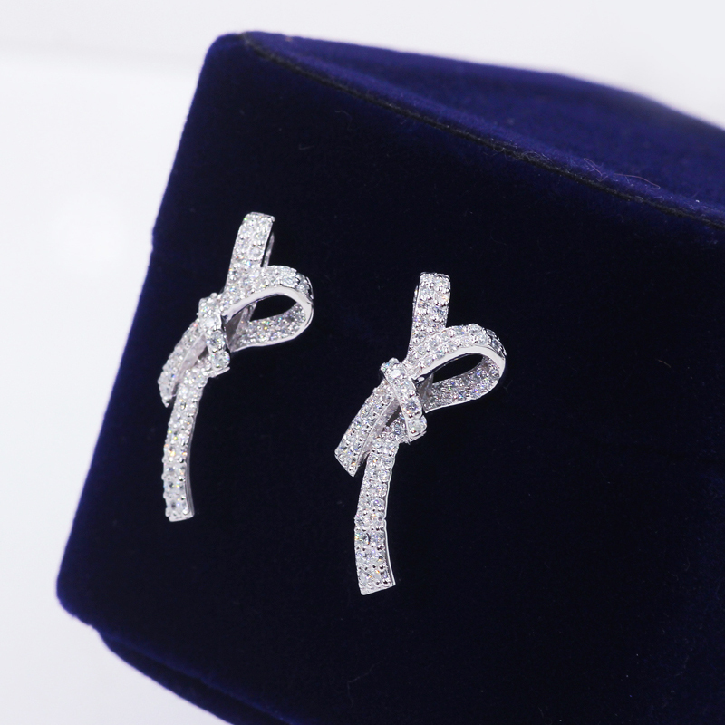 Custom butterfly 925 silver white gold plated moissanite diamond stud earring Custom butterfly 925 silver white gold plated moissanite diamond stud earring