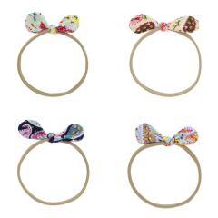 Pretty promotional printing bow knot hair tie for baby girl hair accessories