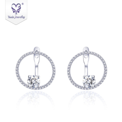 New design jewelry luxury  disc moissanite diamond circle stud earrings