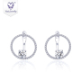 New design jewelry luxury disc moissanite diamond circle stud earrings New design jewelry luxury disc moissanite diamond circle stud earrings