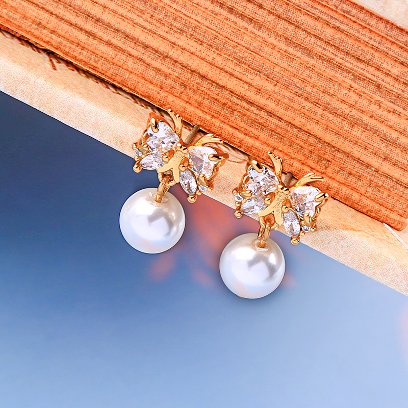 Hot sale jewelry silver for women girls gold imperfect baroque pearl earrings