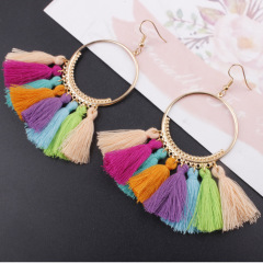 INS Amazon Hot sale Fashion Semicircle Long Tassel Ethnic Style Women Earrings
