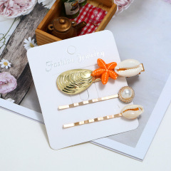 Summer Beach Fashion Pearl Shell Starfish Hairpins Hair Clips For Women