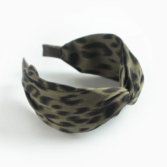 Print leopard Bunny Ears Bowknot Hair Accessories Cloth Wrapped women hair hoops
