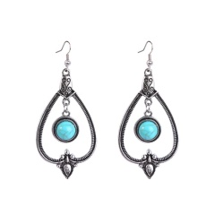 European and American Amazon explosion models bohemian turquoise earrings alloy ethnic retro hoop earrings