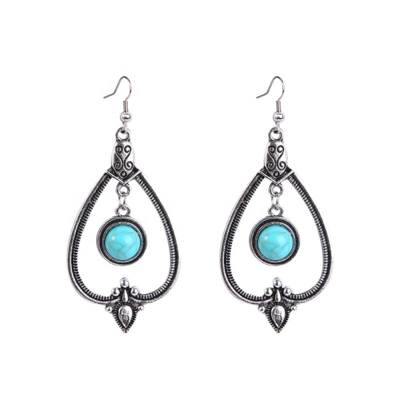 European and American Amazon explosion models bohemian turquoise earrings alloy ethnic retro hoop earrings European and American Amazon explosion models bohemian turquoise earrings alloy ethnic retro hoop earrings