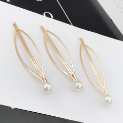 wholesale price decorative elegant new design Korea latest Japan gold metal pearl hair clips