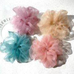 Fairy wholesale summer transparent pure color elegant oversize organza hair scrunchies for girls