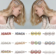 Customized Rainbow Crystal Colorful Rhinestone Letter DRIPPIN Hair Pins With Words
