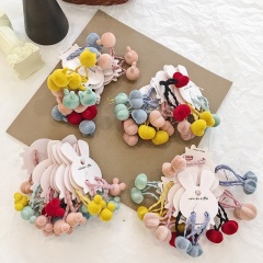 Korean new simple Mickeys rabbit love five-pointed star small rubber band plush solid color kids hair tie