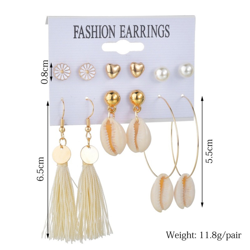2019 Korean flower jewelry sea shell hoop stud earring sets for women