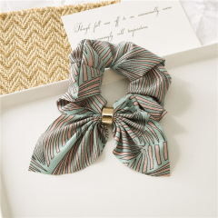 Bulk custom girls women printing knotted rabbit ears scrunchies for hair