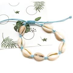 Fashion beach foot jewelry wax thread hand-woven shell anklets for women