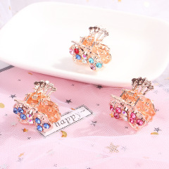 Fashion girls butterfly crystal alloy small rhinestone hair claw clips for children