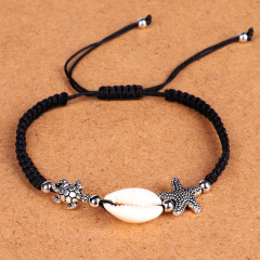 New Desgin gold shell and starfish women charm woven adjustable braided bracelet
