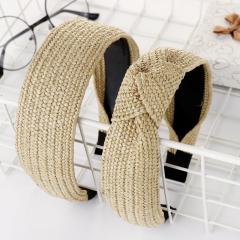2020 Ins new summer strip Hair bands Hair Accessories weave straw Cross Knot headband
