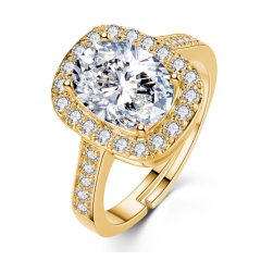 Fashion zircon stone stainless steel silver gold big diamond ring