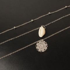 Bohemian Shell Beach Jewelry Hollow Carving Pendant Multilayer Necklace for Women