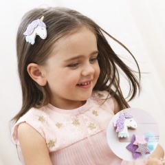 Unicorn star no bend glitter stereo hair clips for baby girls Unicorn star no bend glitter stereo hair clips for baby girls