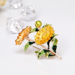 Korean fashion custom jewelry women girls small daisy flower metal brooches