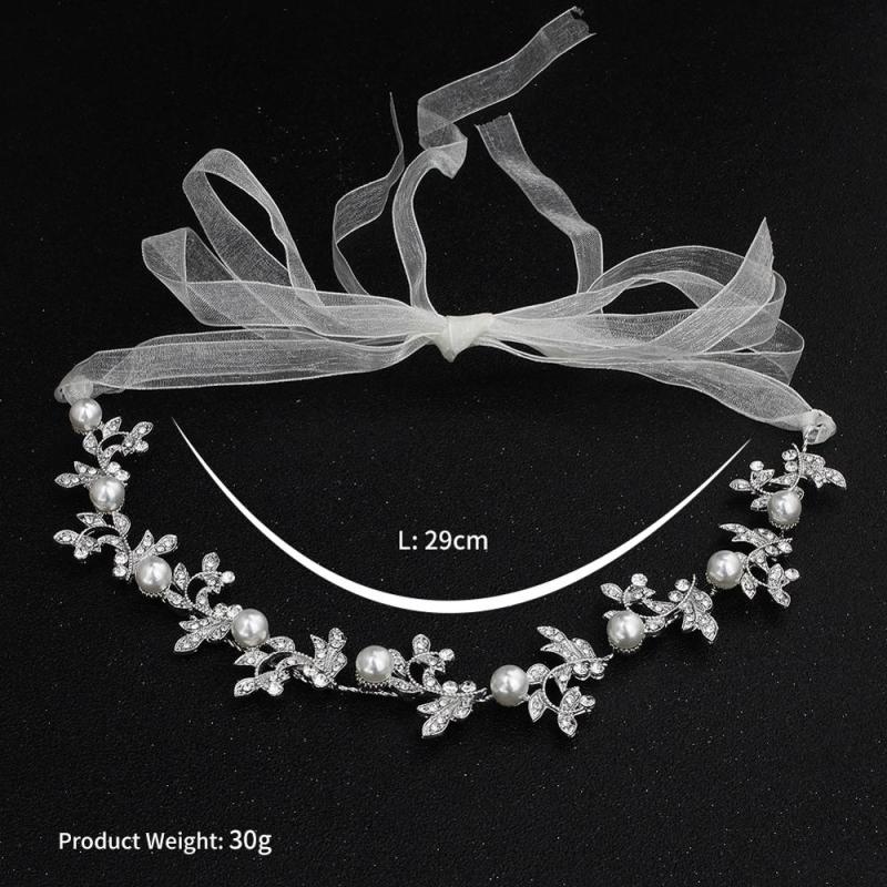 amazon ins fancy custom handmade Crystal rhinestone Bridal wedding head band headband for wedding with pearl