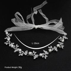 amazon ins fancy custom handmade Crystal rhinestone Bridal wedding head band headband for wedding with pearl