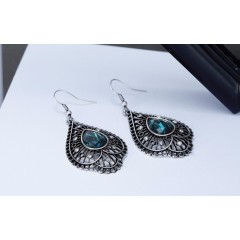 Vintga fashion personality alloy women ladies drop shape sliver earring