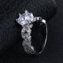 Crystal Finger Ring Brass Plated Silver Color Cubic Zirconia Ring For Wedding Party