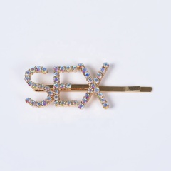 Hot sell hair grip flash drill adult simple letter hairpin clip making accessories