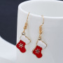 Wholesale fashion alloy paint snowflake christmas stocking women earrings