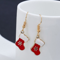Wholesale fashion alloy paint snowflake christmas stocking women earrings