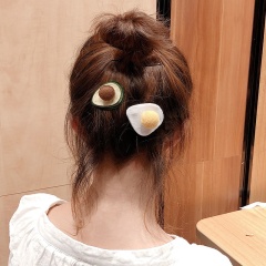 Hot sale ins kawaii geometric cute avocado omelet hot female models hair clip female for baby girl