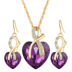 best sell amazon Korean fashion valentine's day christmas gift jewelry silver women zircon necklace set
