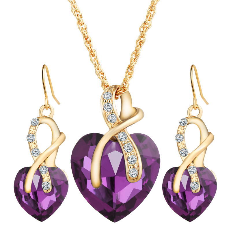 best sell amazon Korean fashion valentine's day christmas gift jewelry silver women zircon necklace set best sell amazon Korean fashion valentine's day christmas gift jewelry silver women zircon necklace set