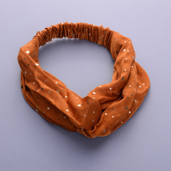 New Women brown Cross Knot wave Dot Headband Twisted Knotted Hair Bands