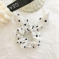 Fashion scrunchies rabbit ear sweet hairdressing elastic solid color girls elastic hair tie with dot