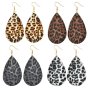 INS Amazon hot sale jewelry Retro domineering Water Drop Leopard Print faux leather earrings