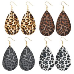 INS Amazon hot sale jewelry Retro domineering Water Drop Leopard Print faux leather earrings INS Amazon hot sale jewelry Retro domineering Water Drop Leopard Print faux leather earrings